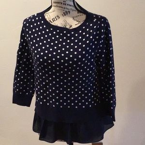 Chaps Polka Dot Navy Sweater